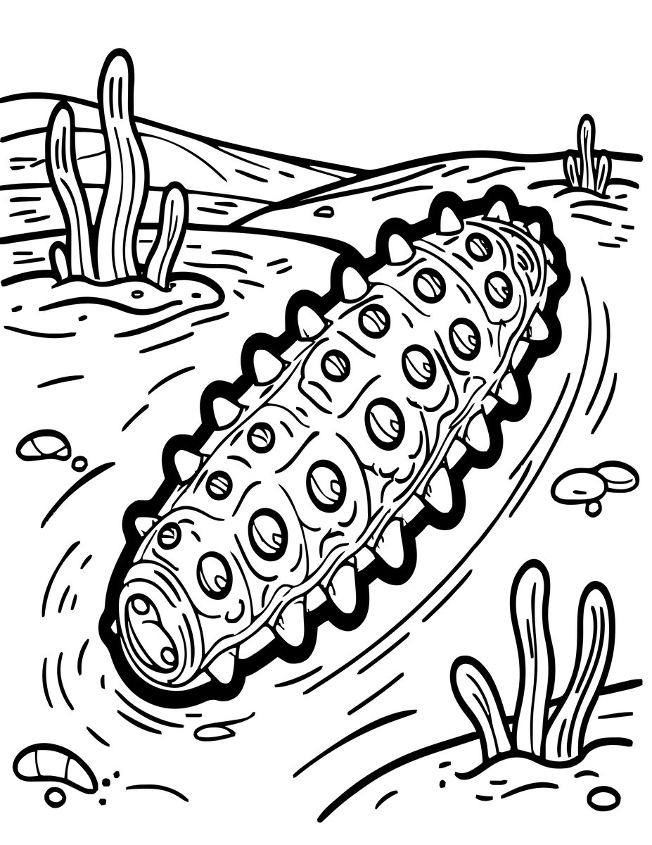 Deep Sea Cucumber - free printable coloring page