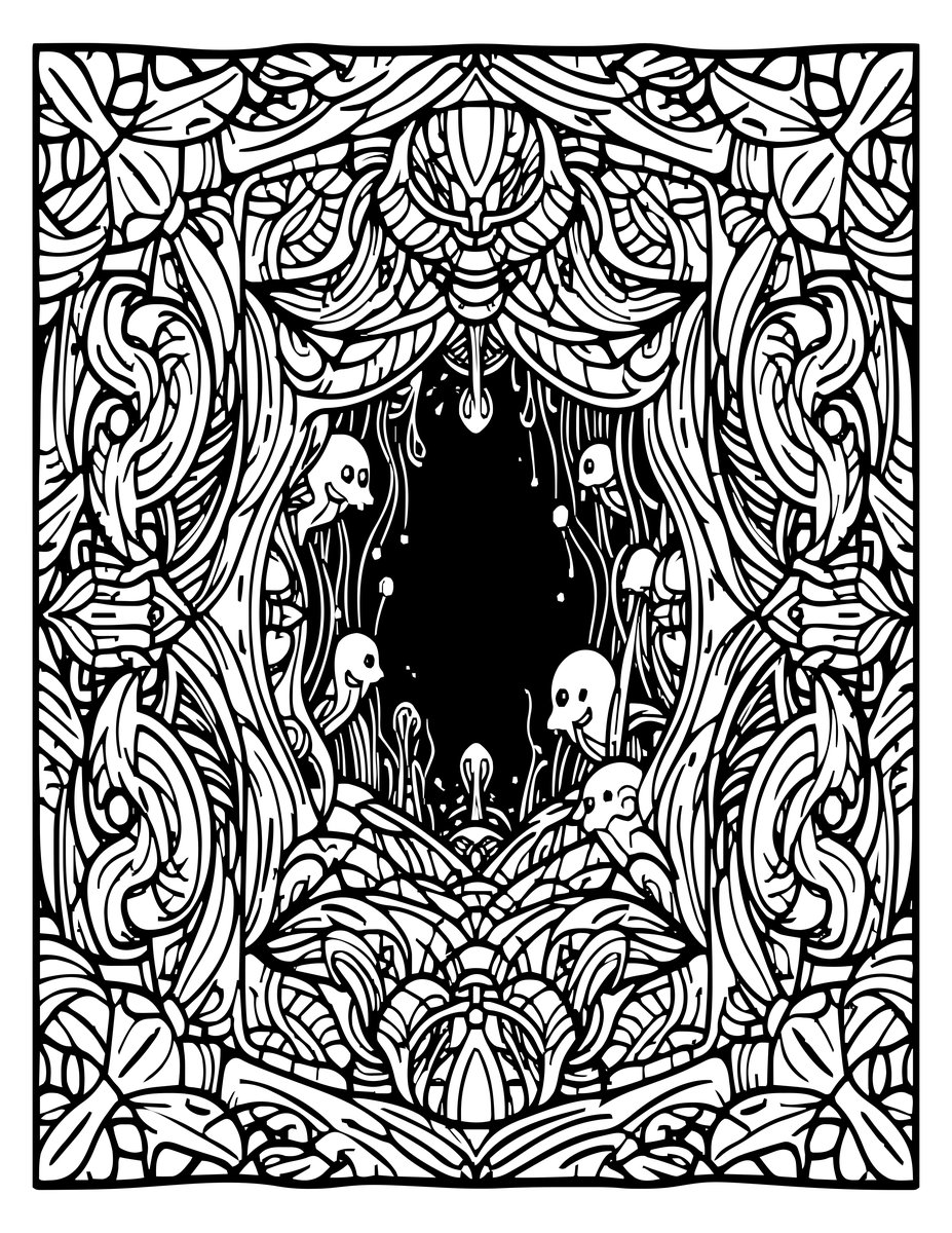 Abyss Panorama - free printable coloring page