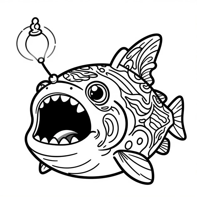 Anglerfish Hunter - Free printable coloring page