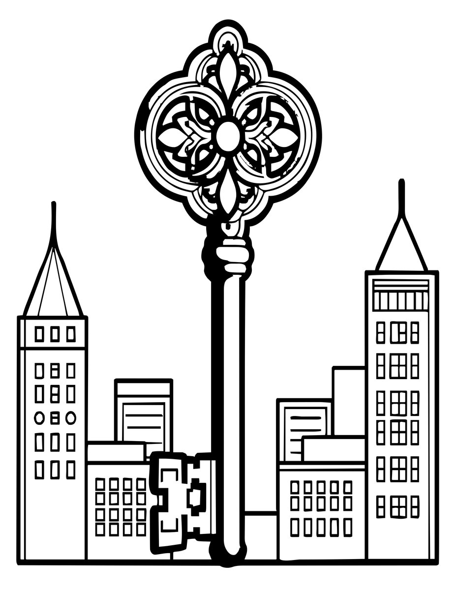 Golden Key Ornament - free printable coloring page
