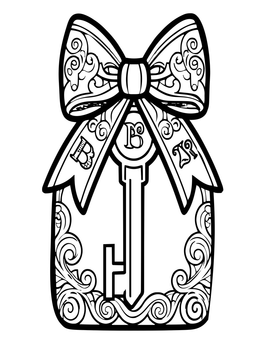 Key Engraved Initial - free printable coloring page
