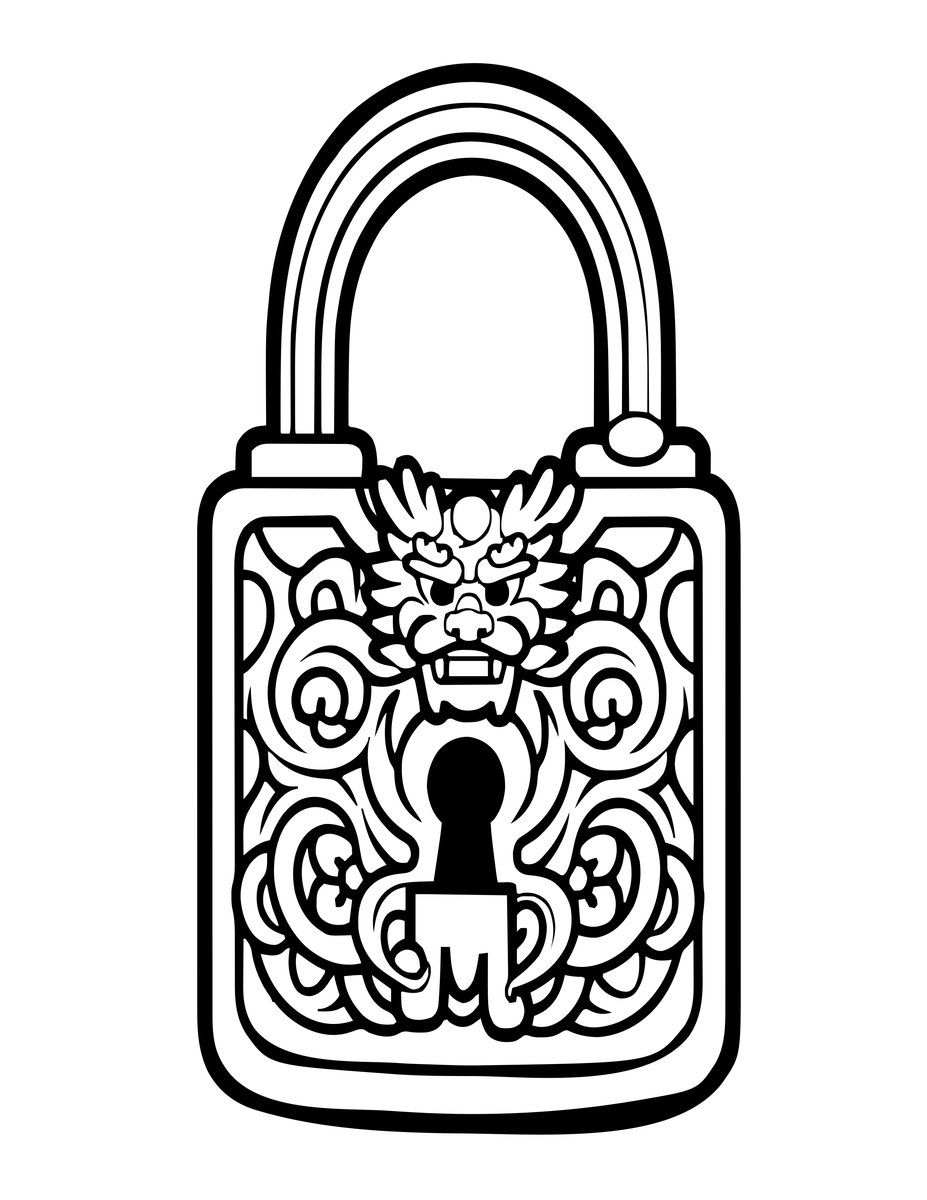 Chinese Brass Key - free printable coloring page