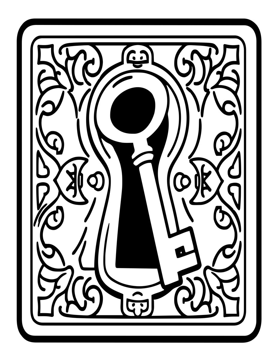 Skeleton Key in Door - free printable coloring page