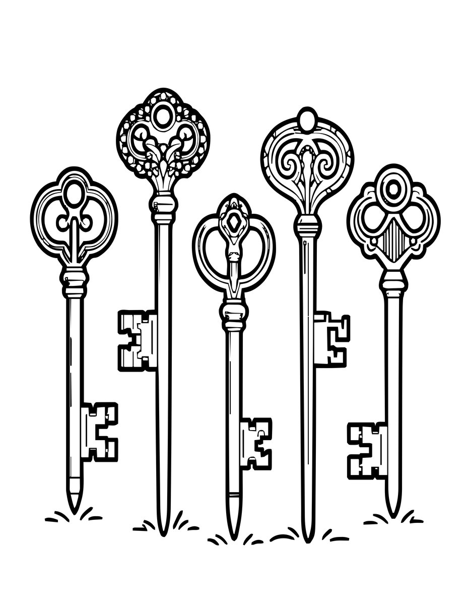 Key Garden Stakes - free printable coloring page