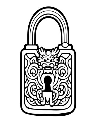 Chinese Brass Key - Free printable coloring page