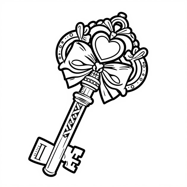 Warded Lock Key - Free printable coloring page