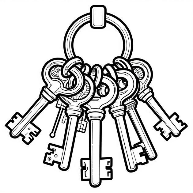 Key Collection Display - Free printable coloring page