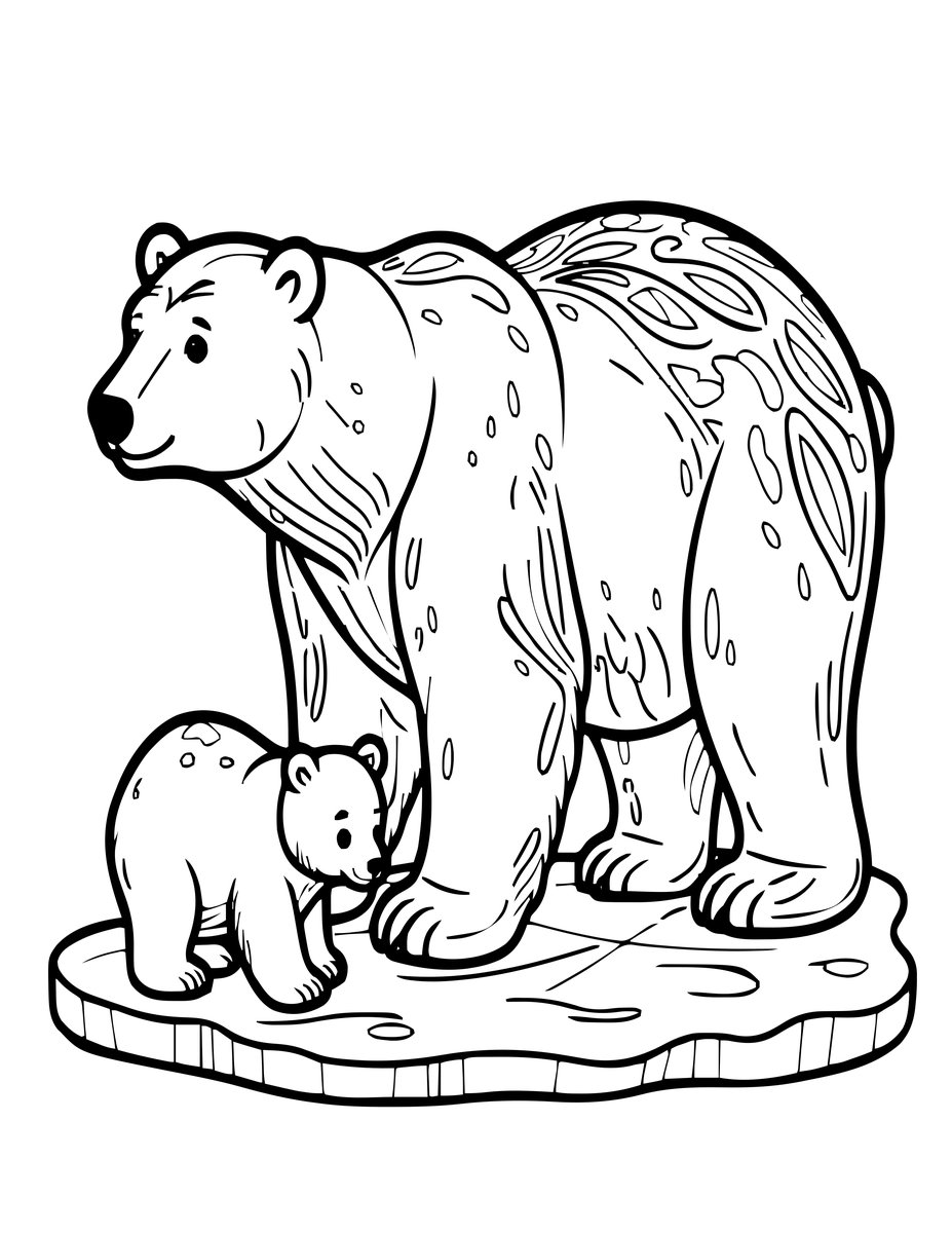 Polar Bear Mother - free printable coloring page