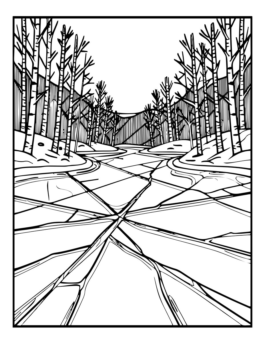 Frozen Lake - free printable coloring page