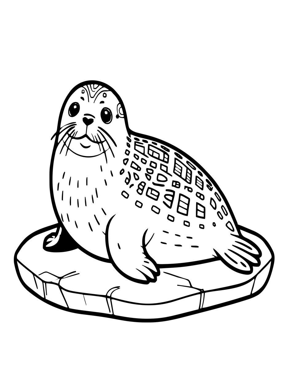 Seal on Ice - free printable coloring page