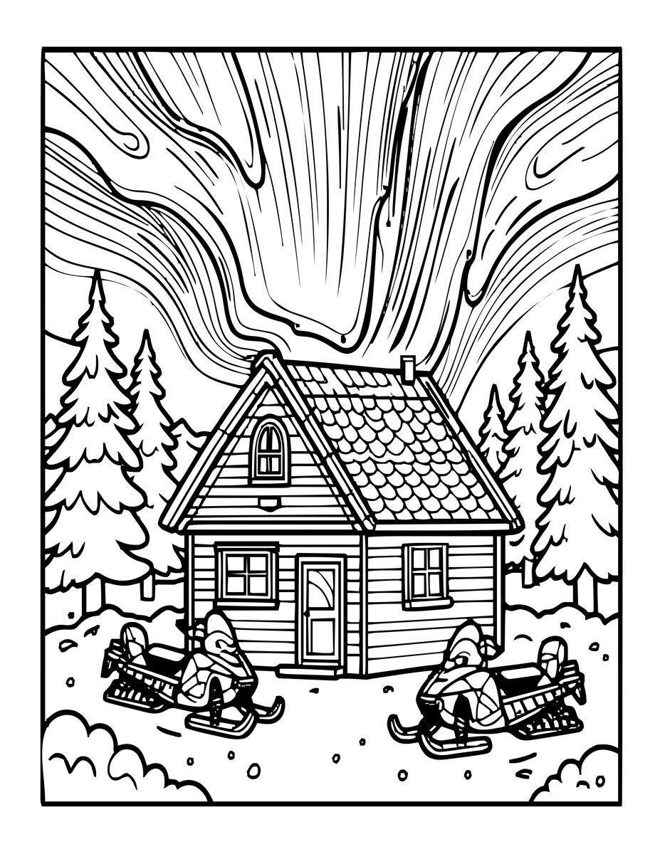 Arctic Cabin - free printable coloring page