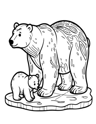 Polar Bear Mother - Free printable coloring page
