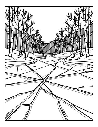 Frozen Lake - Free printable coloring page
