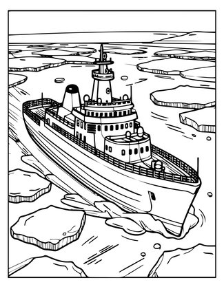 Icebreaker Ship - Free printable coloring page