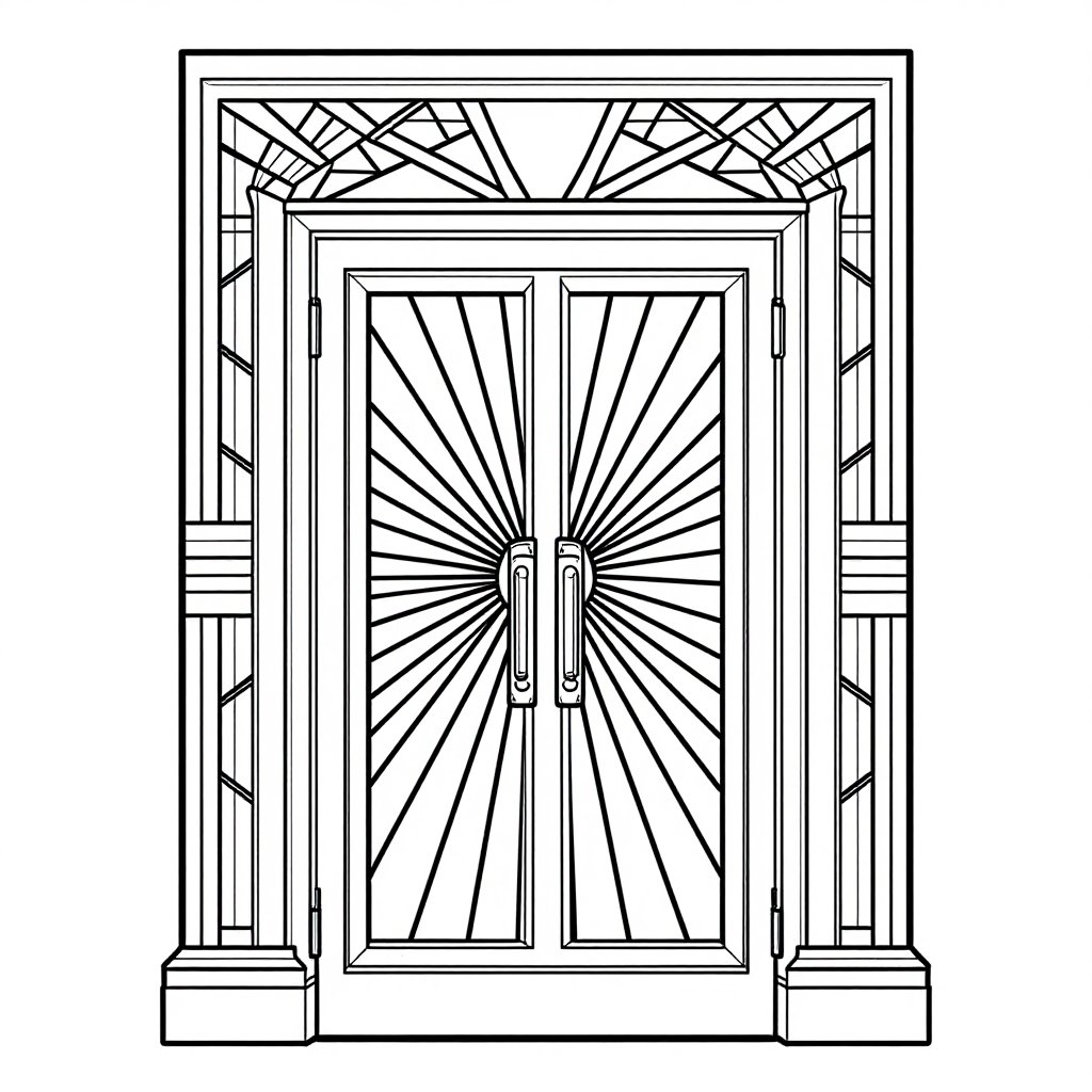 Sunburst Door - free printable coloring page