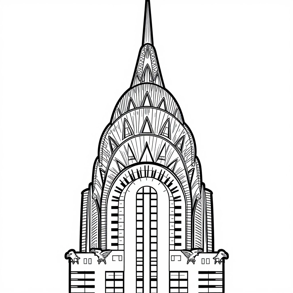 Chrysler Building - free printable coloring page