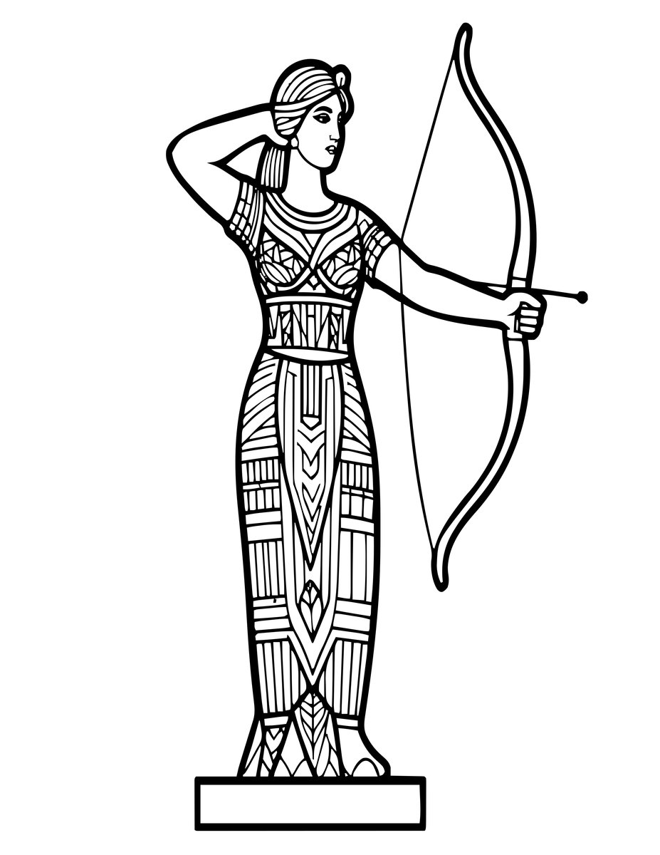 Diana Statue - free printable coloring page