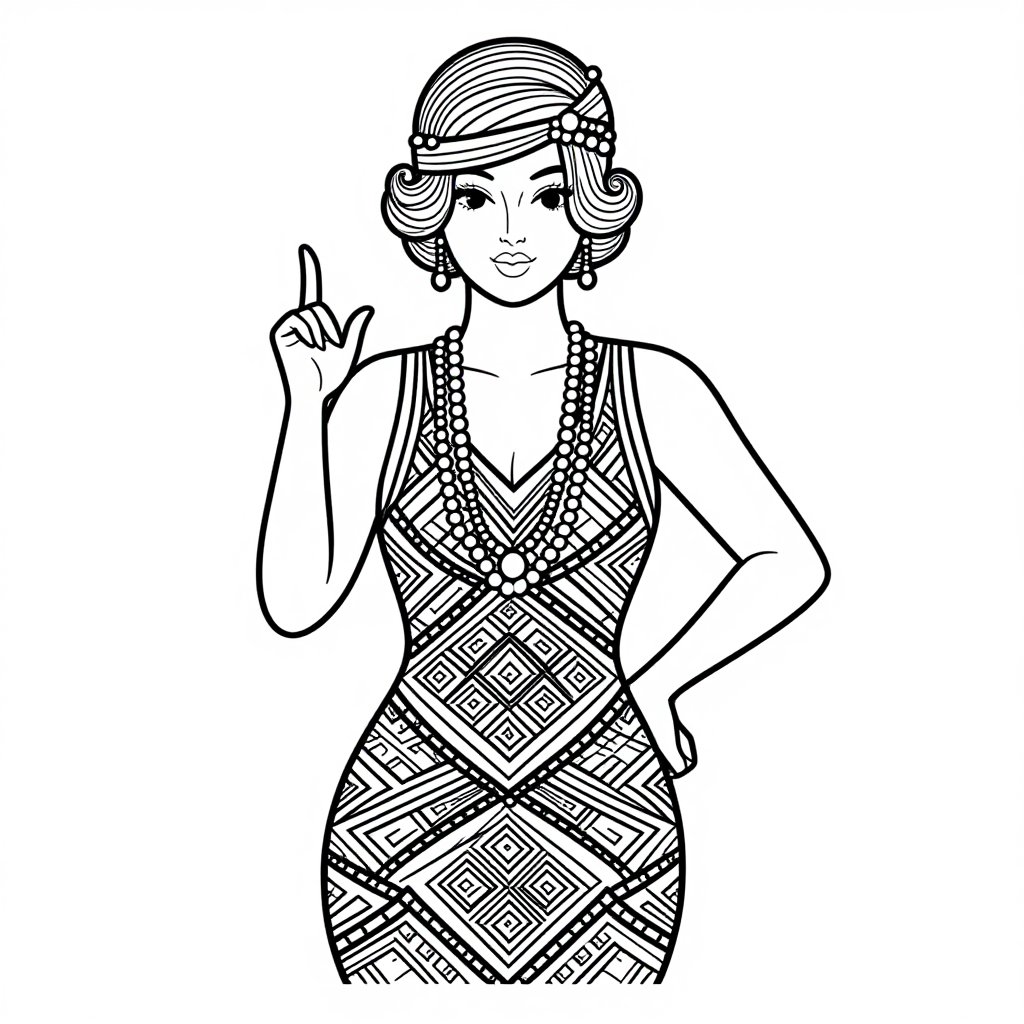 Flapper Portrait - free printable coloring page