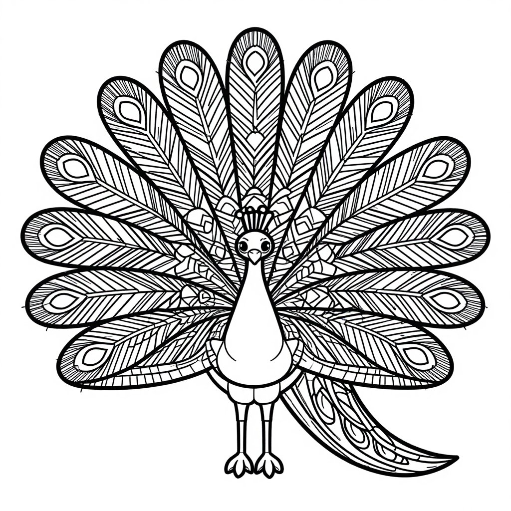 Geometric Peacock - free printable coloring page