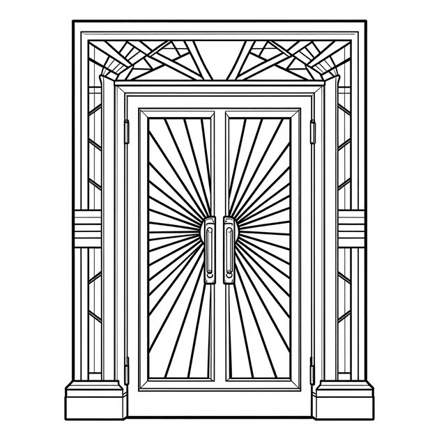 Sunburst Door - Free printable coloring page