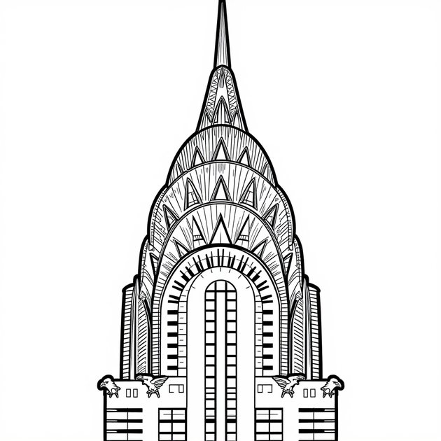 Chrysler Building - Free printable coloring page