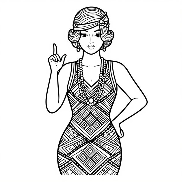 Flapper Portrait - Free printable coloring page