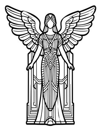 Winged Figure - Free printable coloring page
