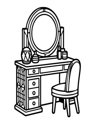 Vanity Table - Free printable coloring page