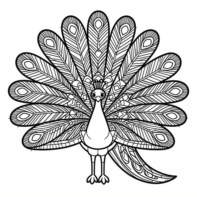 Geometric Peacock - Free printable coloring page