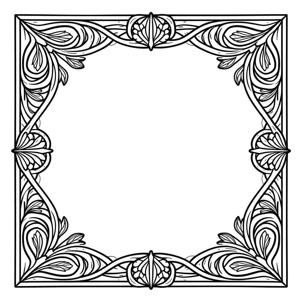 Organic Frame - free printable coloring page