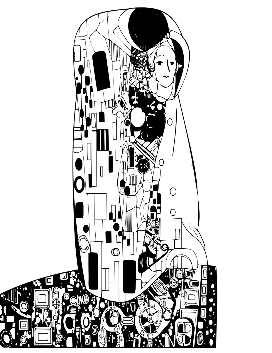 Klimt Embrace - free printable coloring page