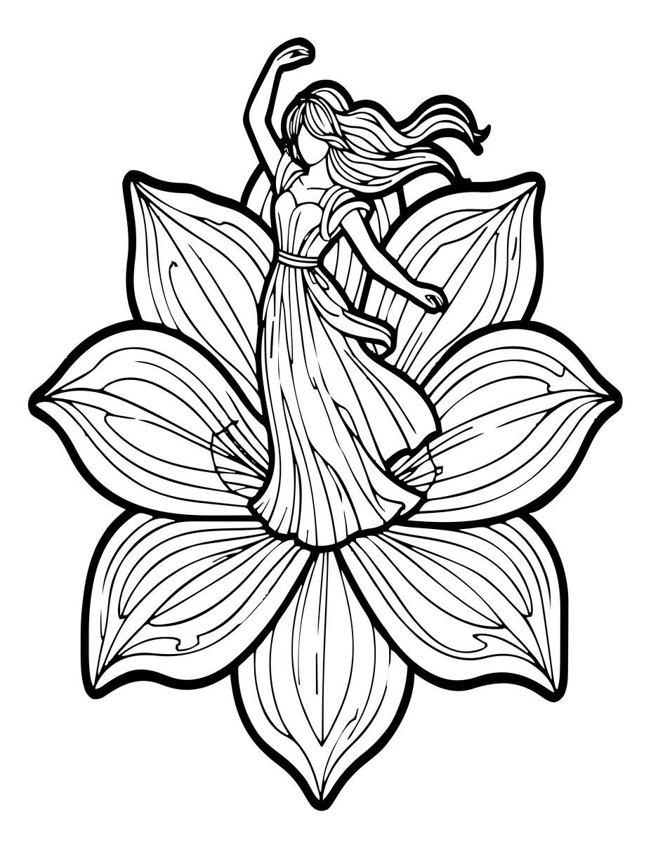 Lily Maiden - free printable coloring page