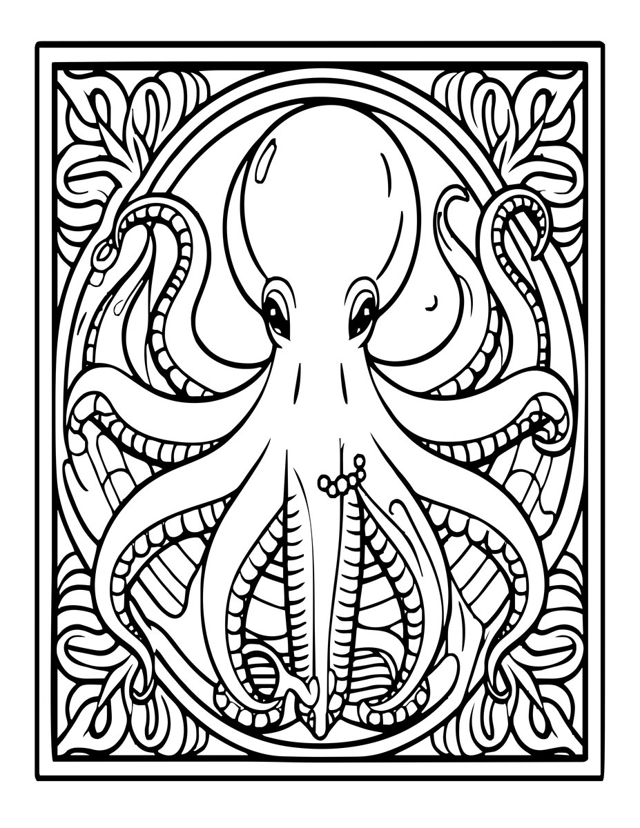 Octopus Panel - free printable coloring page