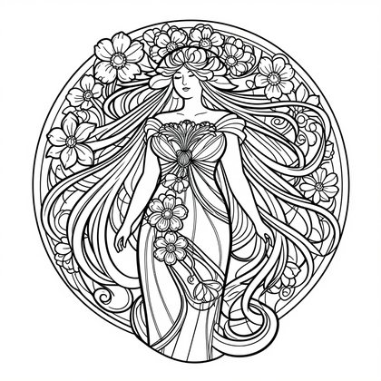 Flowing Hair - Free printable coloring page