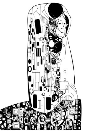 Klimt Embrace - Free printable coloring page