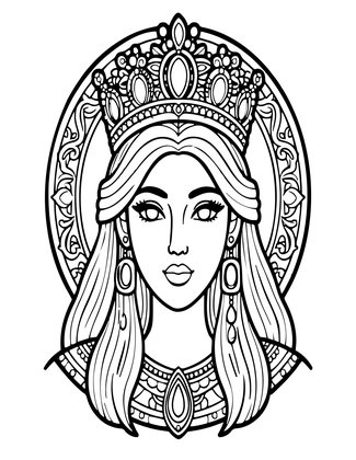 Crowned Woman - Free printable coloring page