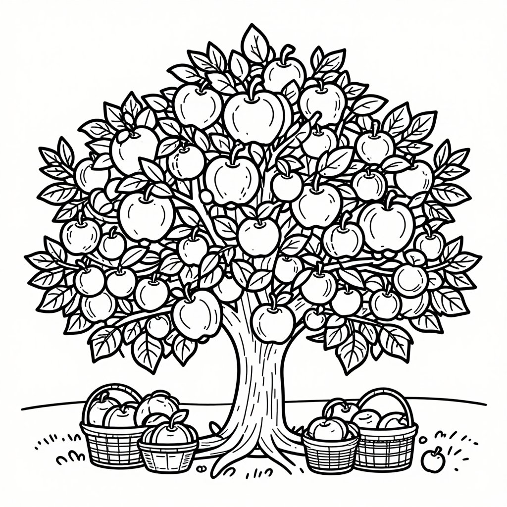 Apple Orchard - free printable coloring page