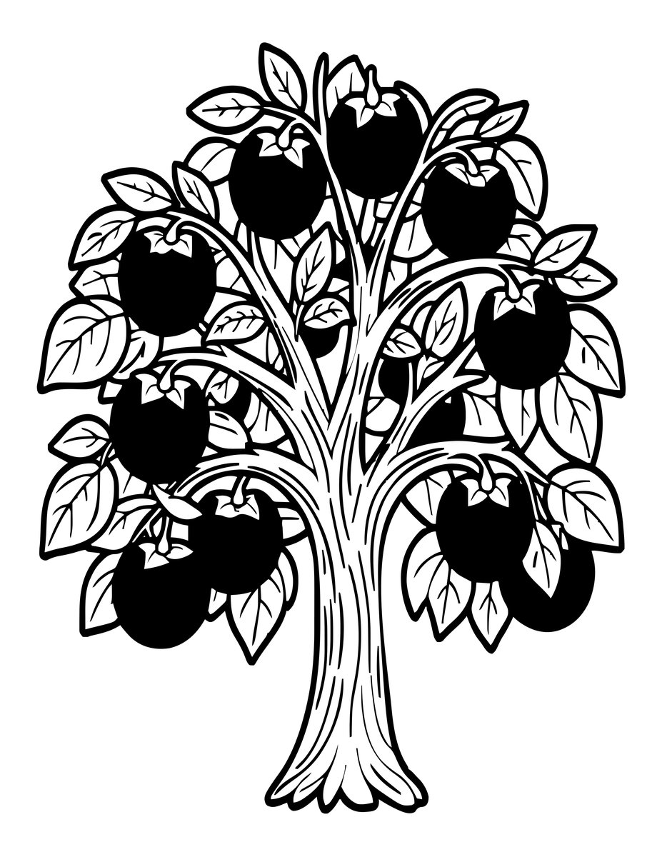 Persimmon Tree - free printable coloring page