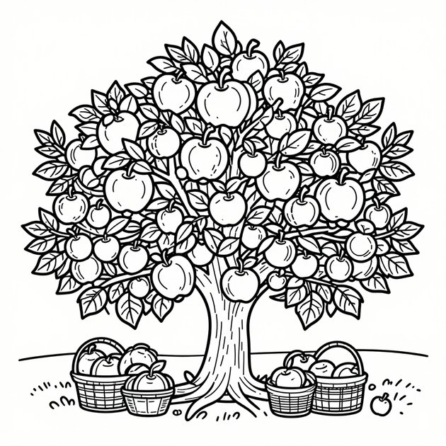 Apple Orchard - Free printable coloring page