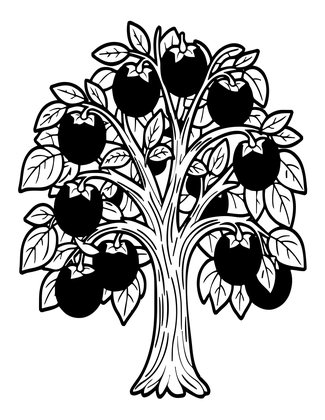 Persimmon Tree - Free printable coloring page