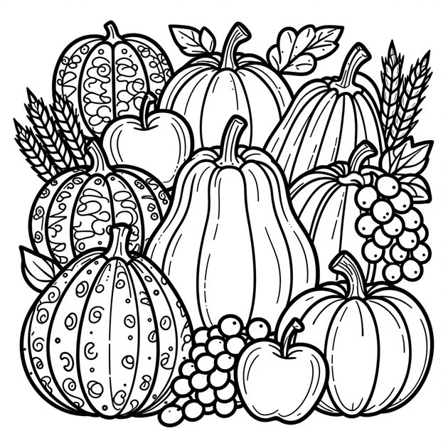 Cornucopia - Free printable coloring page