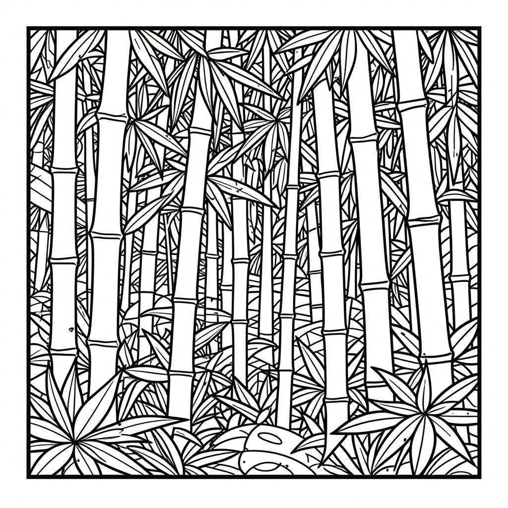 Owl in Bamboo - free printable coloring page
