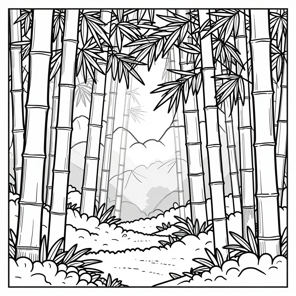 Panda Feast - free printable coloring page