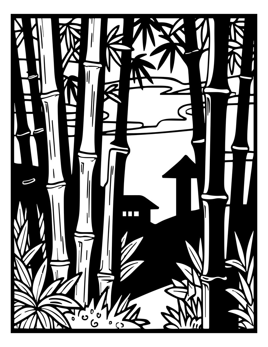 Silhouette Dusk - free printable coloring page