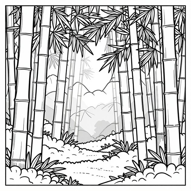 Panda Feast - Free printable coloring page