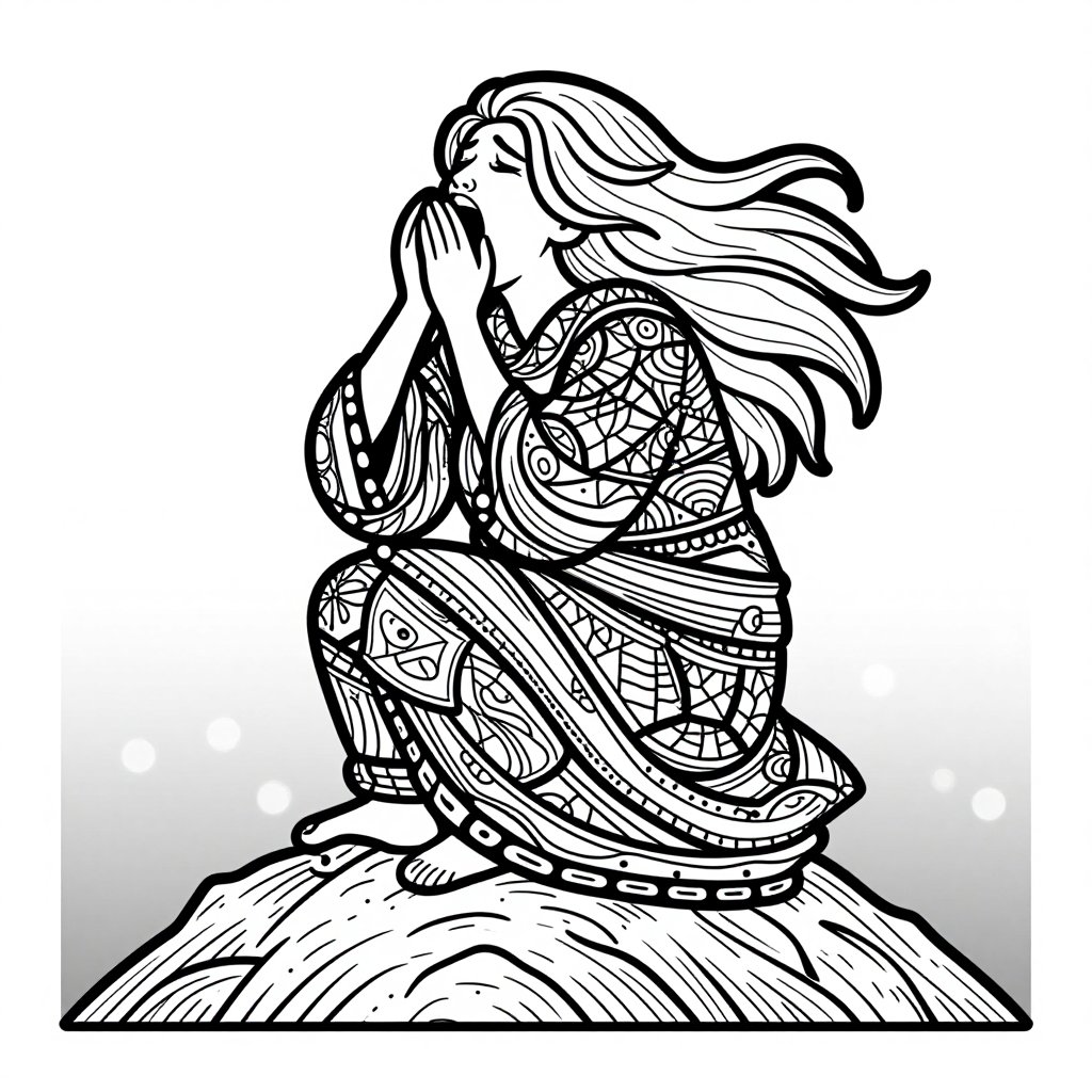 Wailing Banshee - free printable coloring page