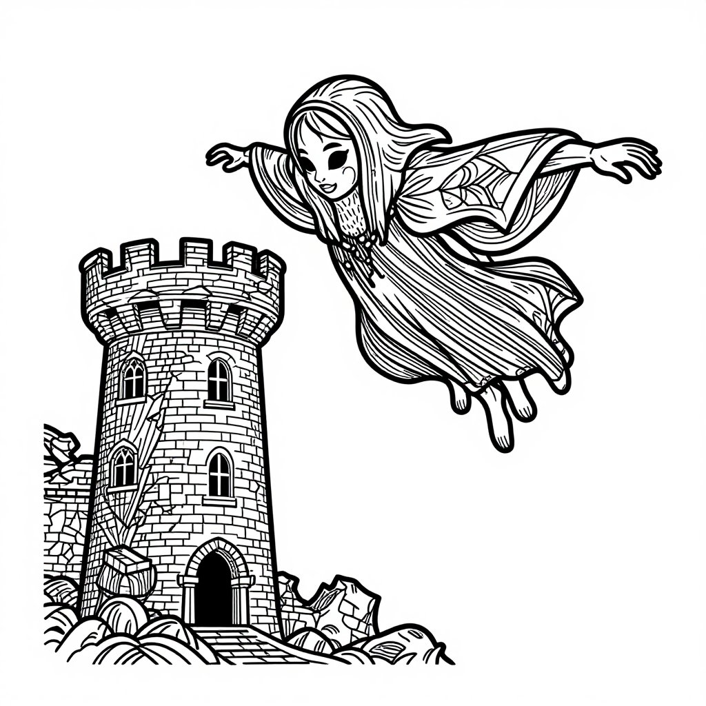 Castle Haunting - free printable coloring page
