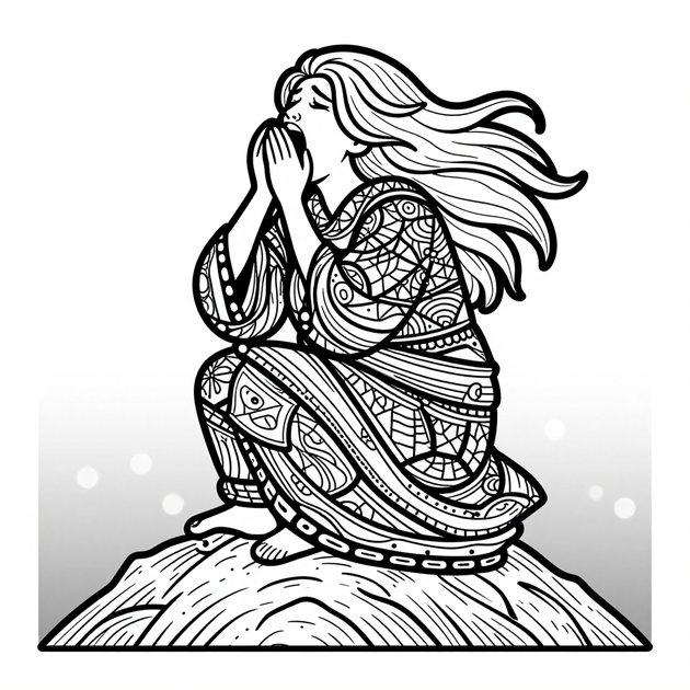 Wailing Banshee - Free printable coloring page