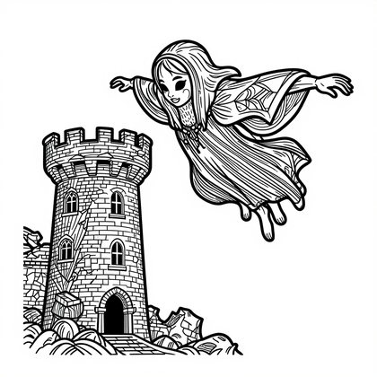 Castle Haunting - Free printable coloring page
