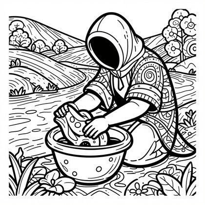 River Washer - Free printable coloring page